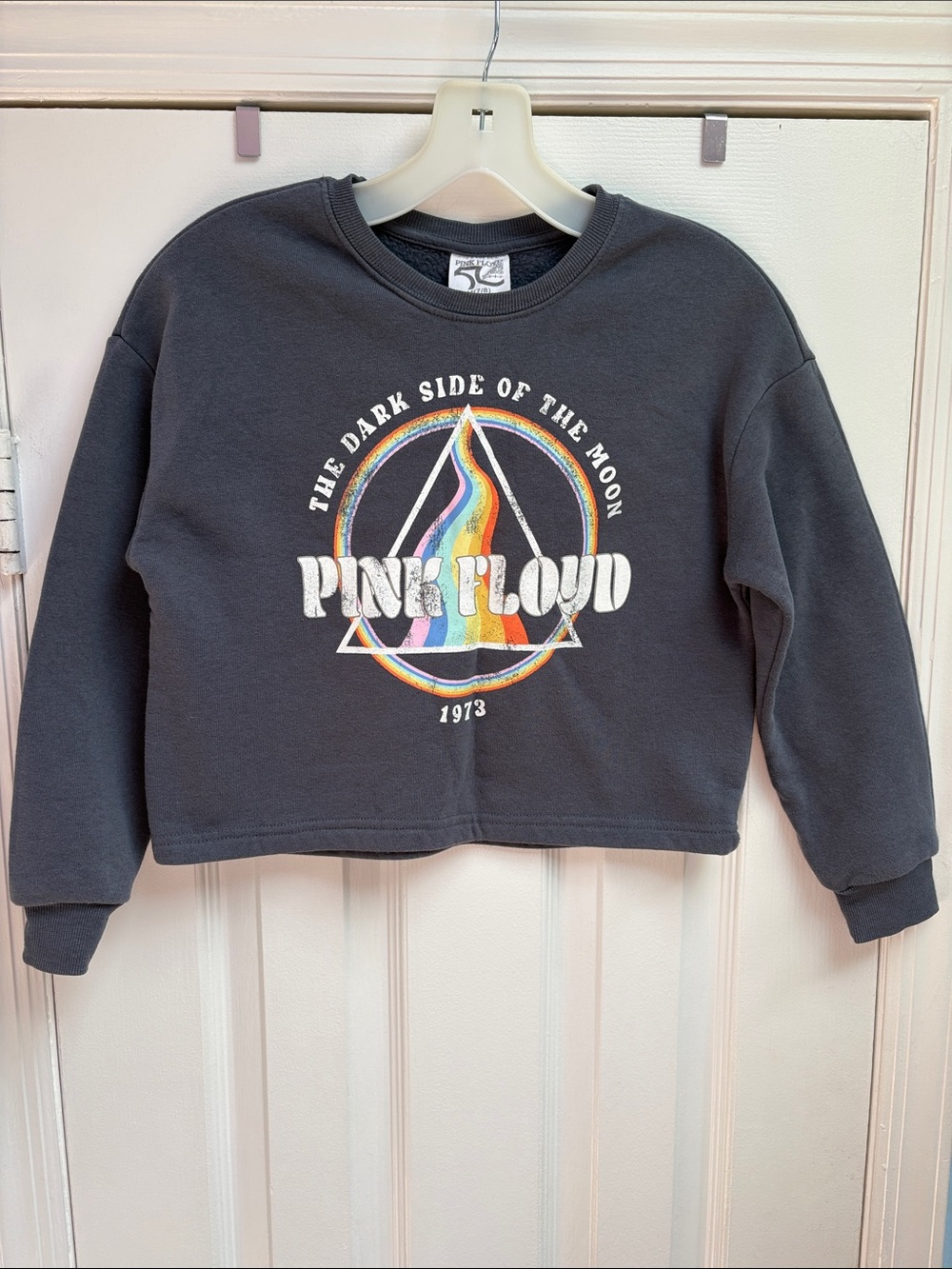 Pink Floyd Kids Charcoal Gray Pullover with Rainbow Prism Graphic Size M (7-8) !